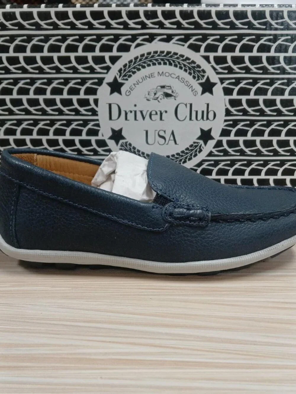Driver Club USA Boys Moccasins Navy Blue Leather Size: 11 -O